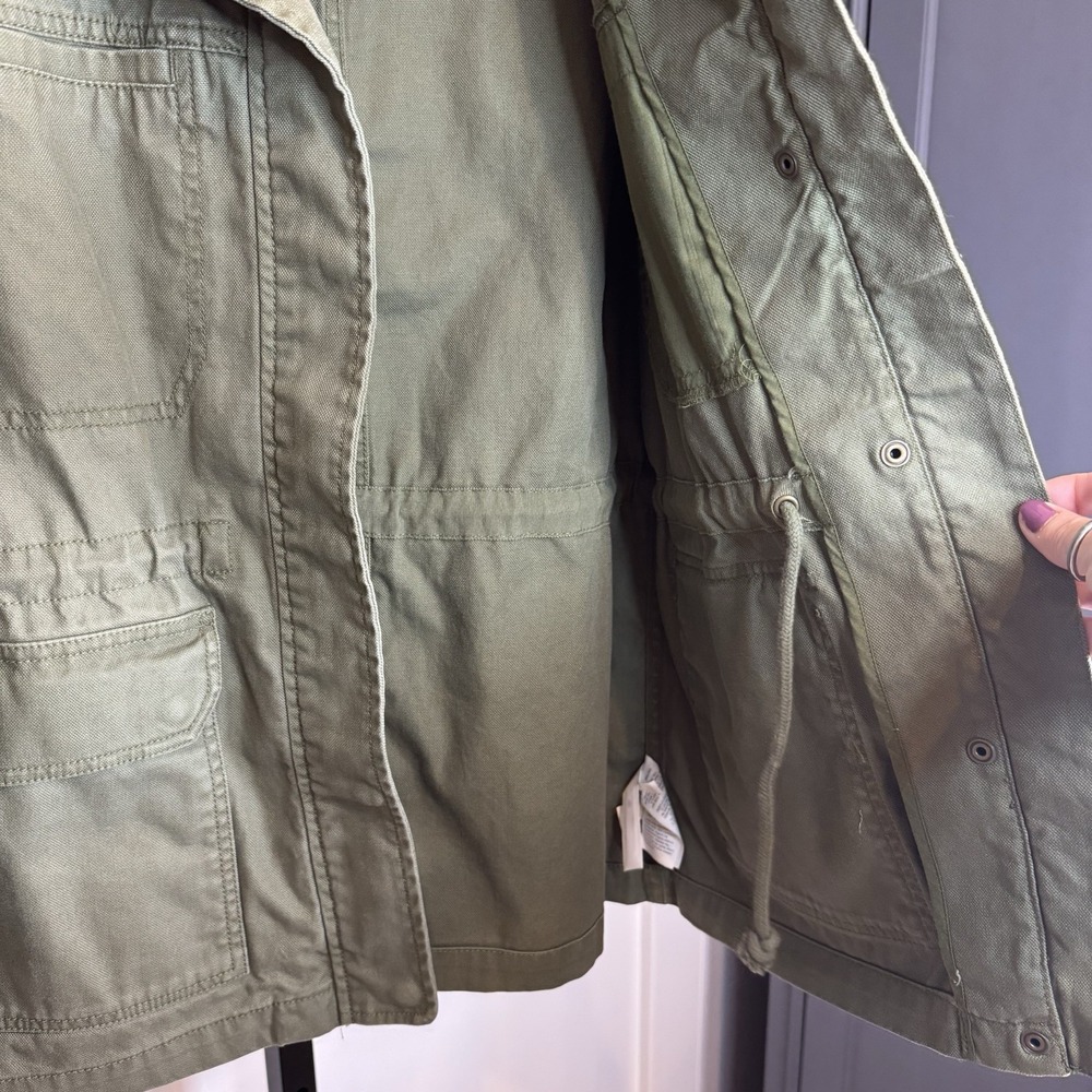 Madewell‎ Utility Cargo Jean Denim Jacket Women's M Olive Green Long Sleeve - Picture 3 of 10